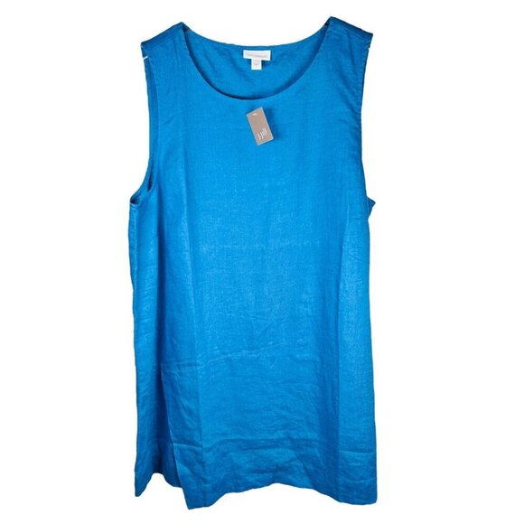 Pure Jill Size Large Linen Shift Dress Blue Travel Casual Summer - Picture 1 of 6